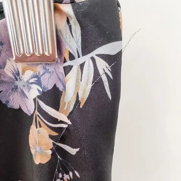 Liquidation Sale: Simons | Black Midi Slip Skirt with Pinkish Floral Print - Picture 5 of 6